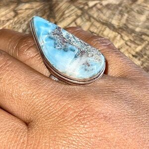 Oversize Caribbean Larimar Ring 8